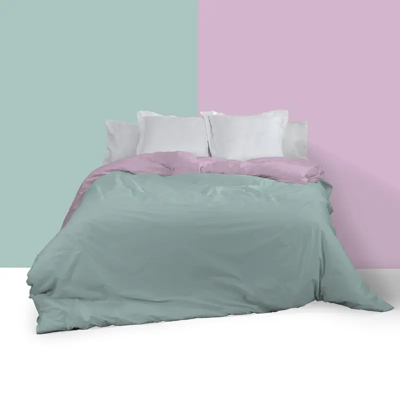 Funda nórdica reversible algodón aqua-malva