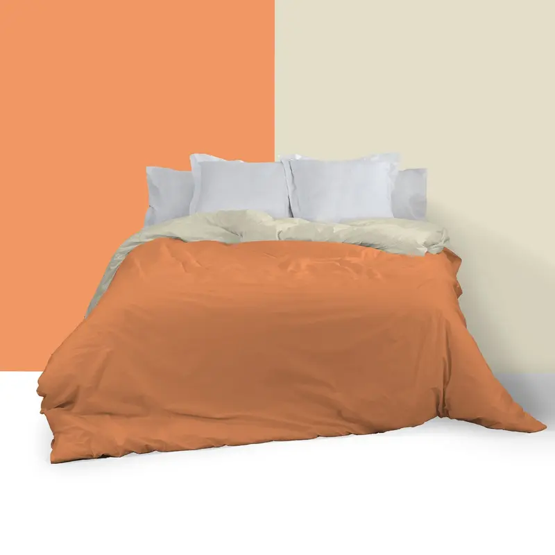 Funda nórdica reversible algodón mango-piedra