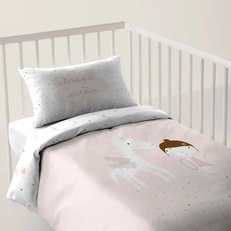 FUNDA NÓRDICA REVERSIBLE CUNA BEBÉ PEGASO MÁGICO 100% ALGODÓN