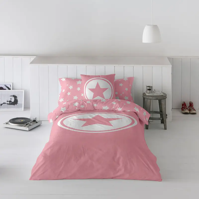 FUNDA NÓRDICA REVERSIBLE ESTAMPADA INFANTIL IVETT ROSA 100% ALGODÓN