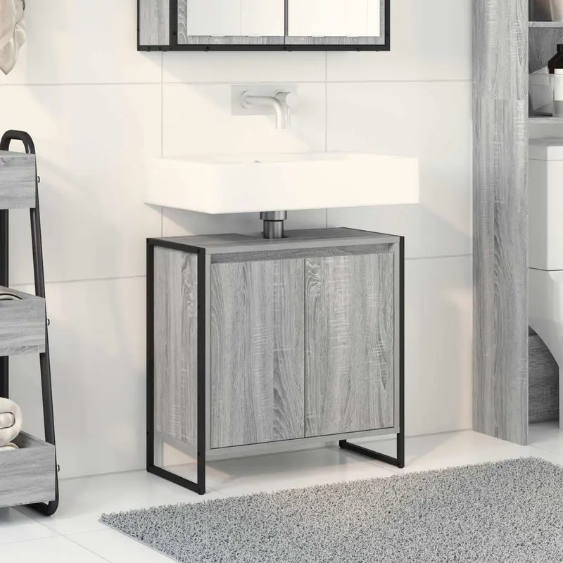 Gabinete de Baño con almacenamiento Gris Sonoma 60 x 30 x 60 cm