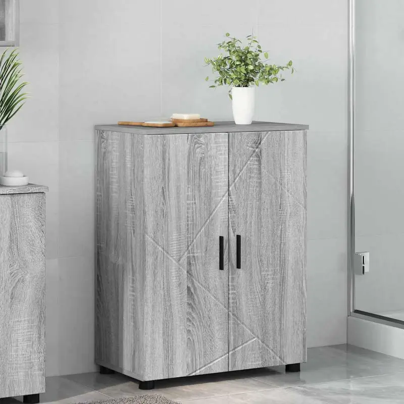 Gabinete de Baño con almacenamiento Gris Sonoma 60 x 35 x 80 cm