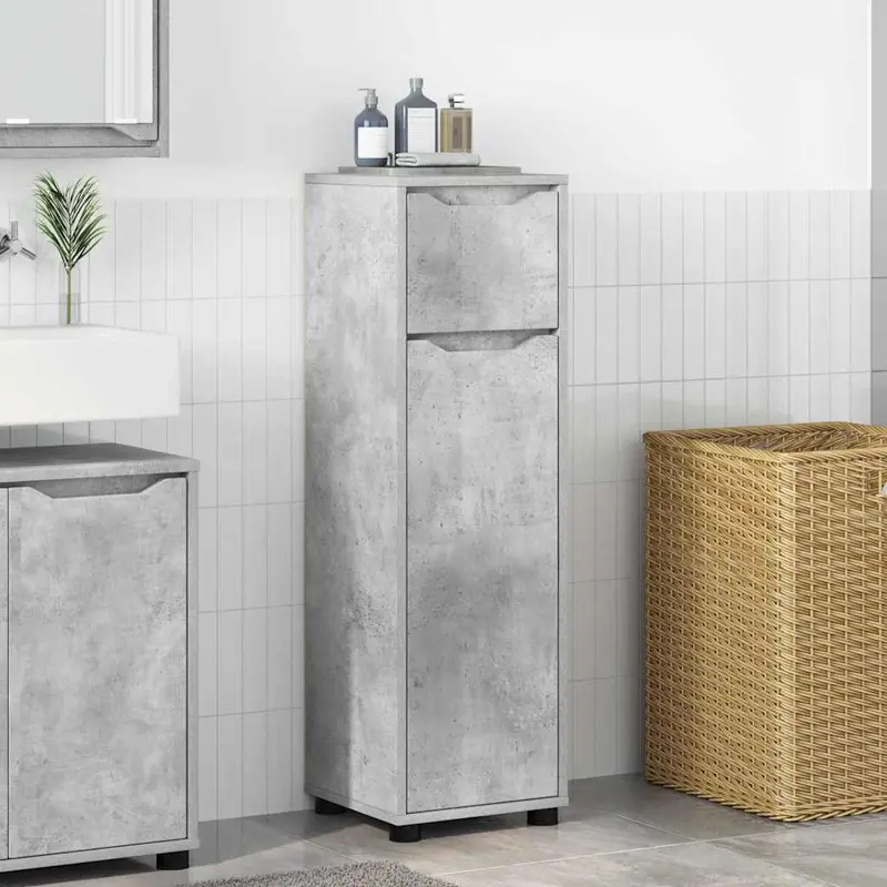 Gabinete de Baño con cajón Gris Concreto 30,5 x 30 x 101 cm