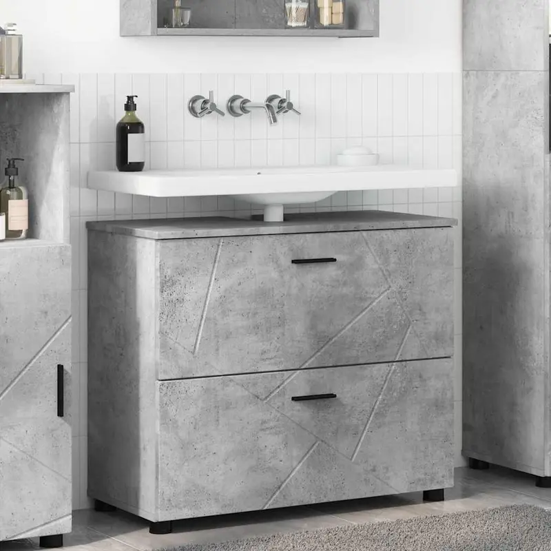 Gabinete de Baño con cajón Gris Concreto 76,5 x 35 x 64 cm