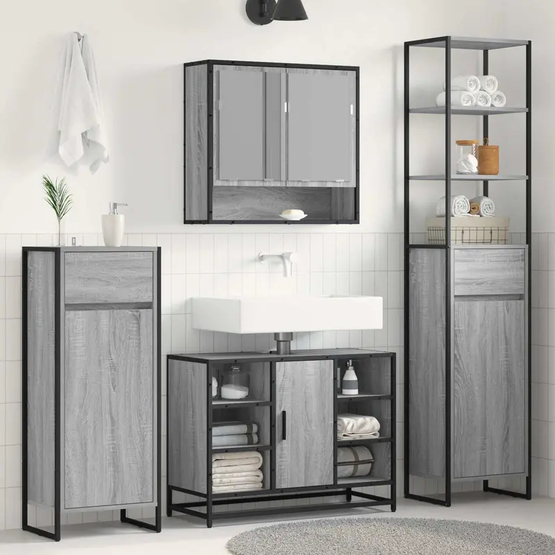 Gabinete de Baño con cajón Gris Sonoma 40 x 30 x 180 cm
