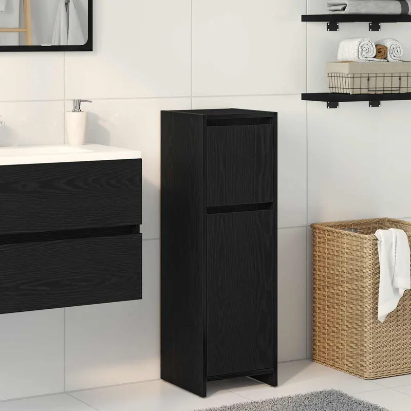 Gabinete de Baño con cajón Roble Negro 30 x 30 x 95 cm