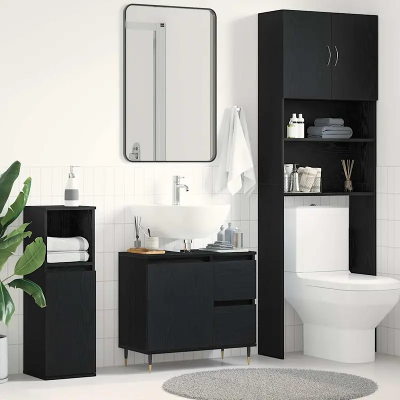 Gabinete de Baño con cajón Roble Negro 65 x 33 x 60 cm
