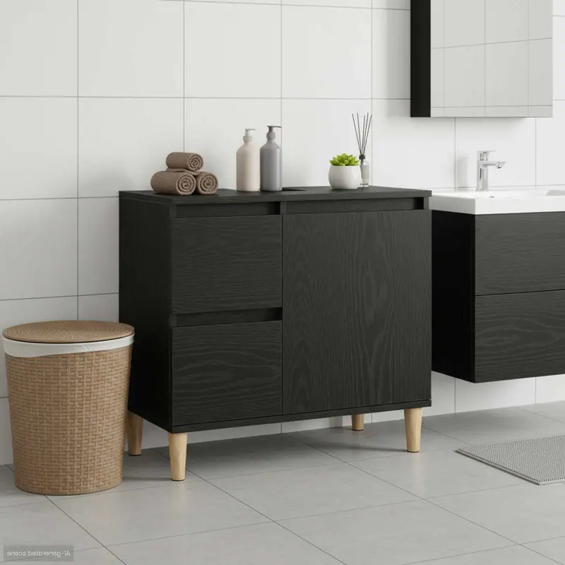 Gabinete de Baño con cajón Roble Negro 65 x 33 x 60 cm