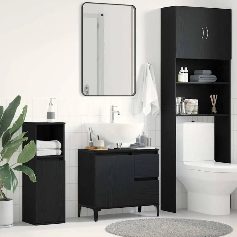 Gabinete de Baño con cajón Roble Negro 65 x 33 x 60 cm