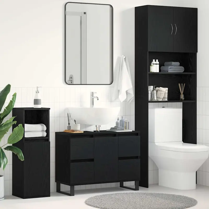 Gabinete de Baño con cajón Roble Negro 80 x 33 x 60 cm