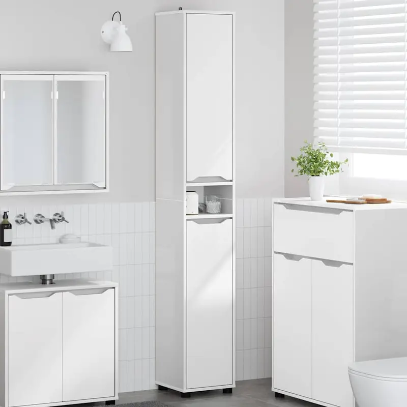 Gabinete de Baño con estante brillante 30,5 x 30 x 195 cm