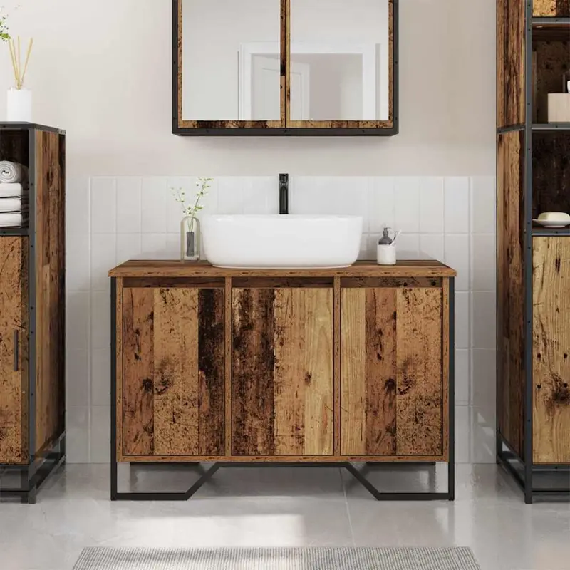 Gabinete de Lavabo Otro con puerta Madera Vieja 91 x 35 x 60 cm