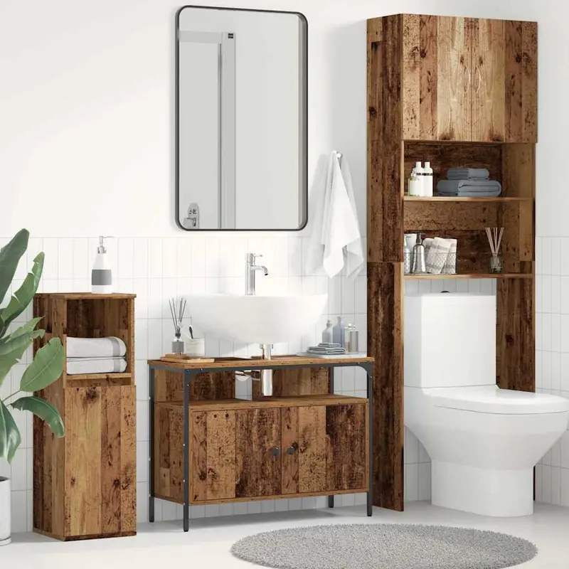Gabinete de Lavabo para Baño Madera vieja 80 x 30 x 60 cm
