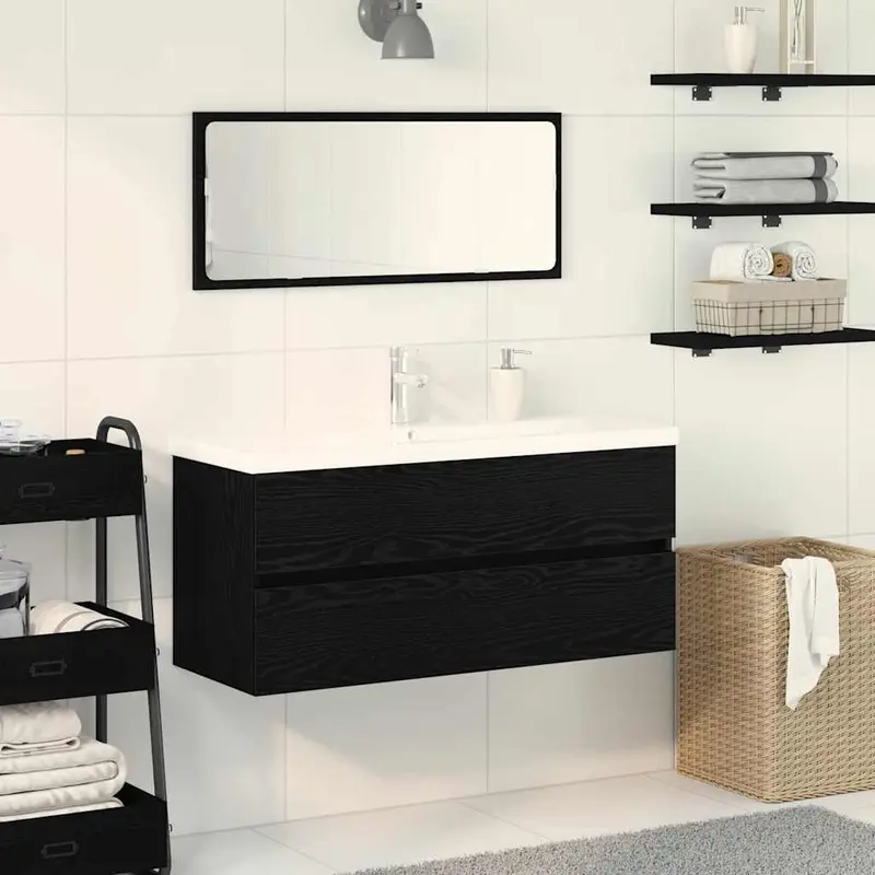 Gabinete de Lavabo para Baño Roble Negro 100 x 39 x 62 cm