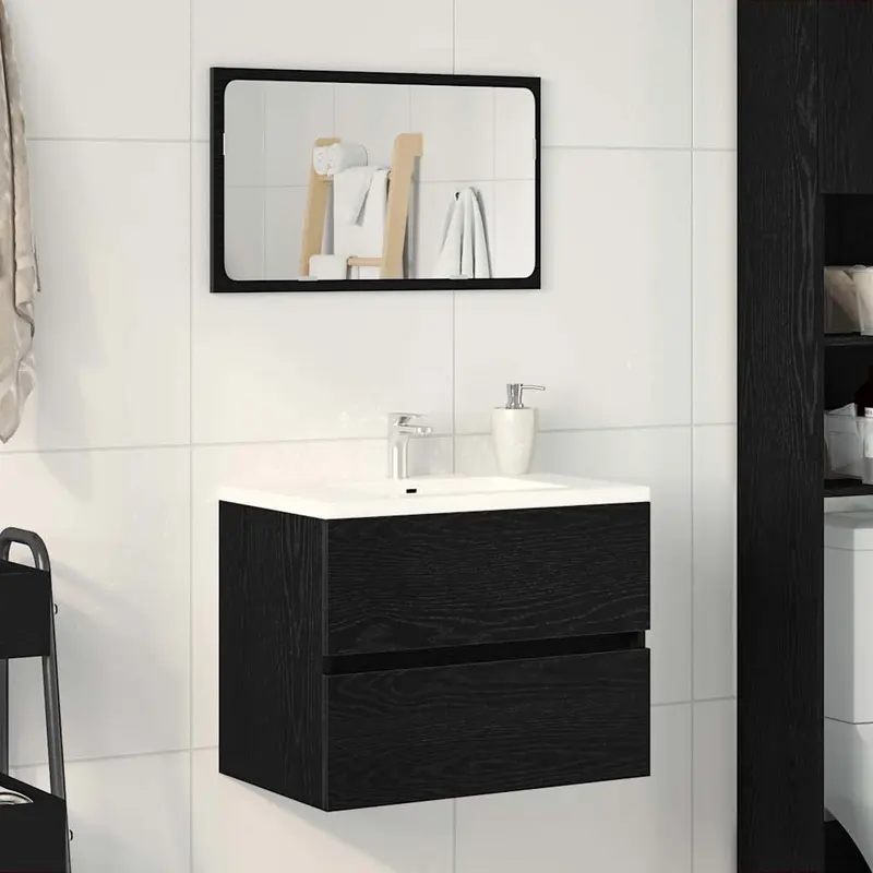 Gabinete de Lavabo para Baño Roble Negro 60 x 38,5 x 45 cm
