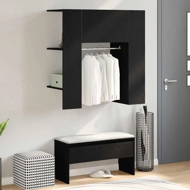 Gabinete de pasillo con estante Roble Negro 97,5 x 37 x 99 cm
