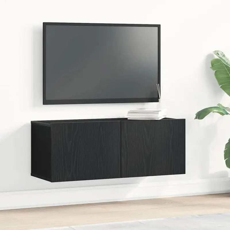 Gabinete de TV 2 pcs Roble Negro 80 x 30 x 30 cm