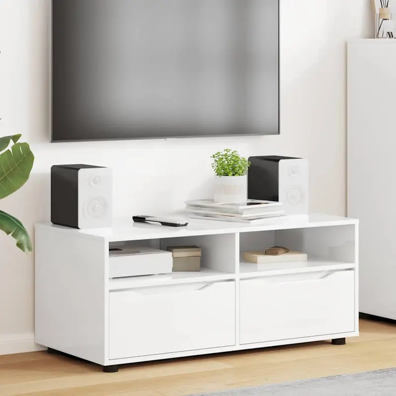 Gabinete de TV brillante 100 x 48 x 43 cm Madera contrachapada