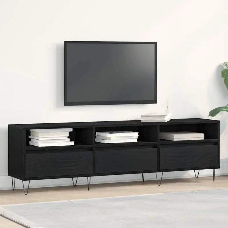 Gabinete de TV con cajón Roble Negro 150 x 30 x 44,5 cm