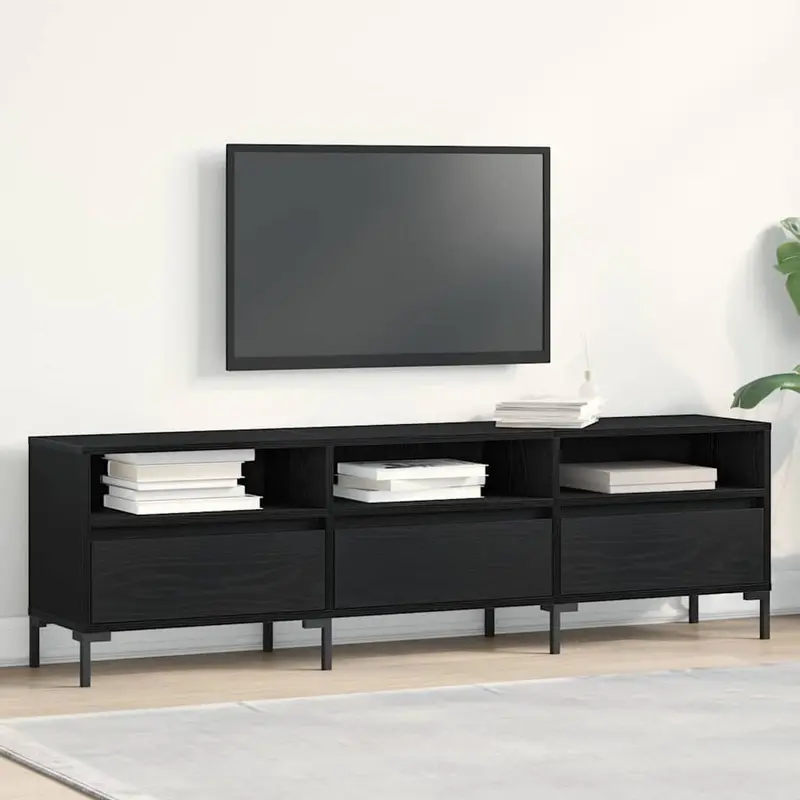 Gabinete de TV con cajón Roble Negro 150 x 30 x 44,5 cm