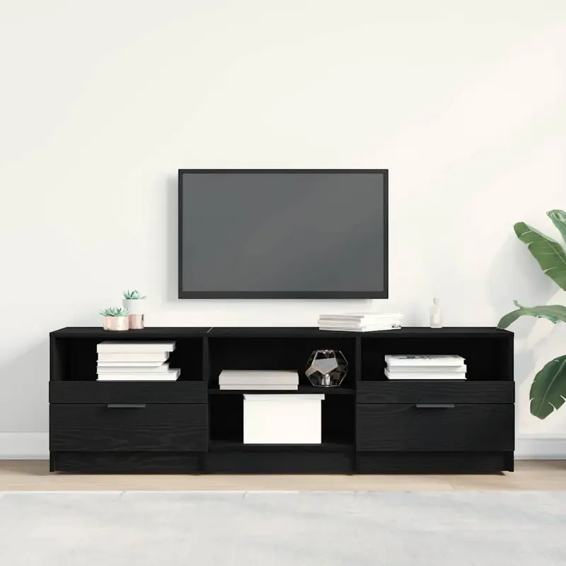 Gabinete de TV con cajón Roble Negro 150 x 33,5 x 45 cm