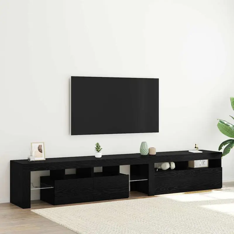 Gabinete de TV con LED 2 pcs Roble Negro 230 x 36,5 x 40 cm