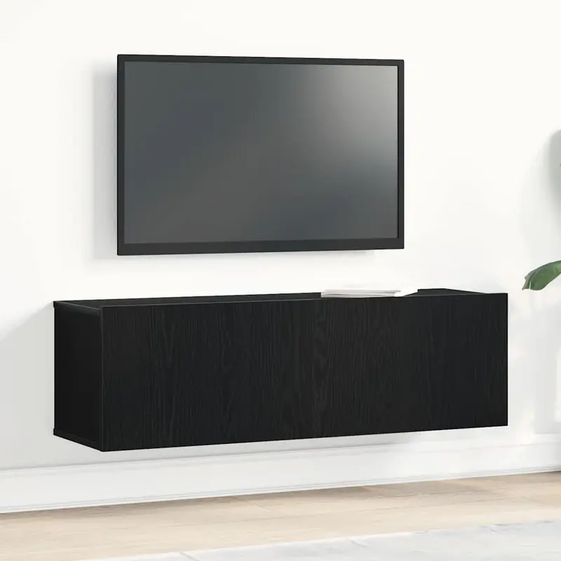Gabinete de TV Montaje en la pared Roble Negro 100 x 30 x 30 cm