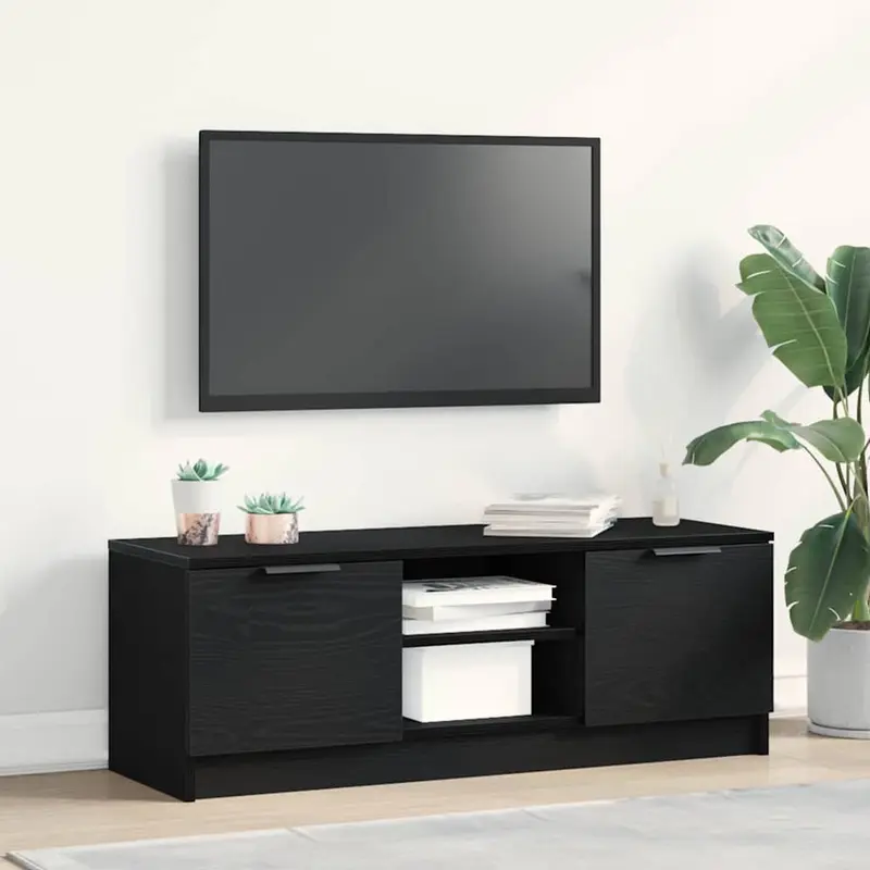 Gabinete de TV Roble Negro 102 x 32 x 35.5 cm