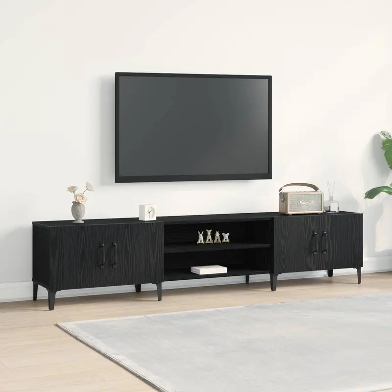 Gabinete de TV Roble Negro 180 x 31,5 x 40 cm