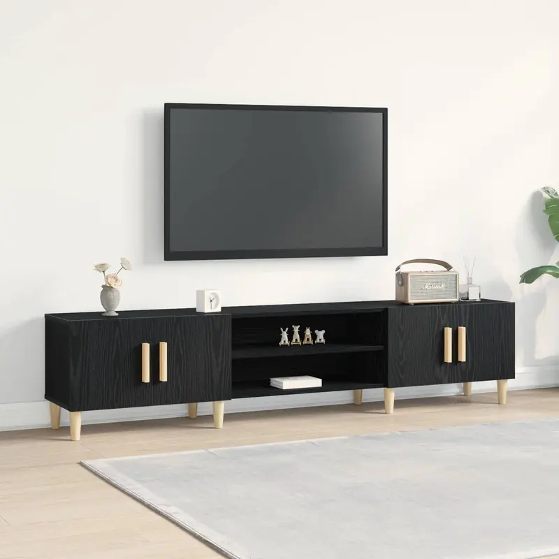 Gabinete de TV Roble Negro 180 x 31,5 x 40 cm