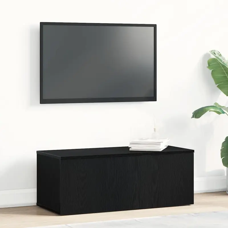 Gabinete de TV Roble Negro 80x34x30 cm Madera contrachapada