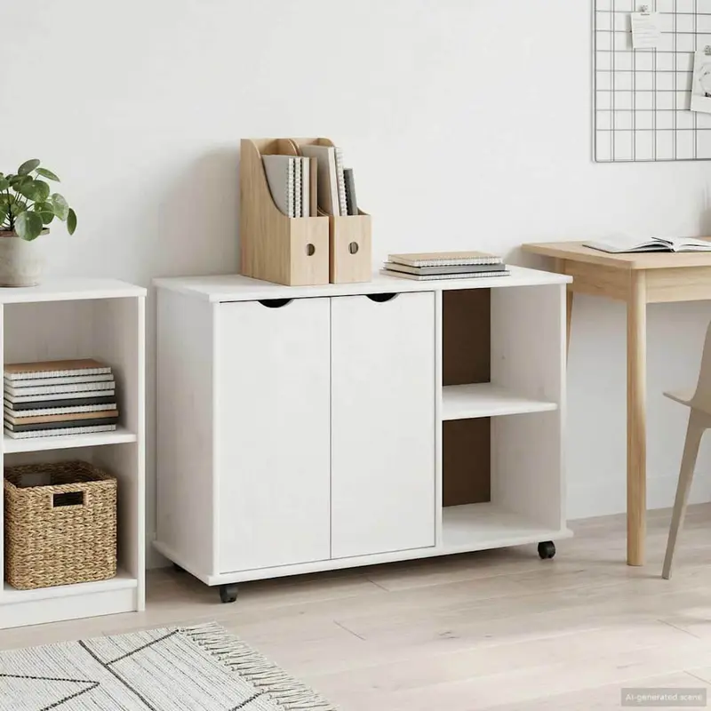 Gabinete rodante 100 x 39 x 65,5 cm Madera de Pino Macizo