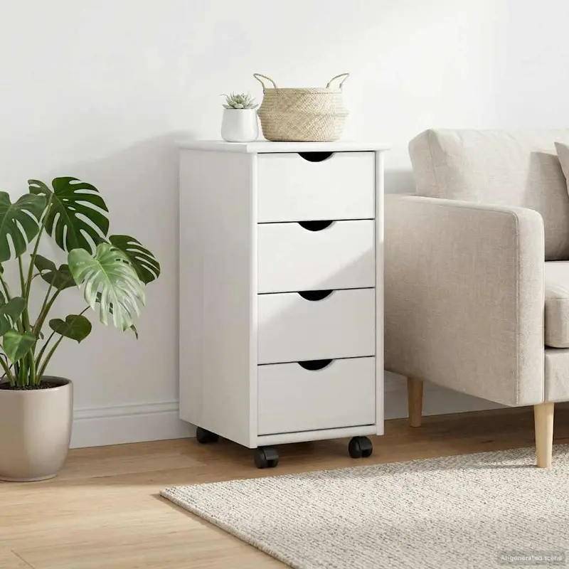 Gabinete rodante 34 x 39 x 65,5 cm Madera de Pino Macizo