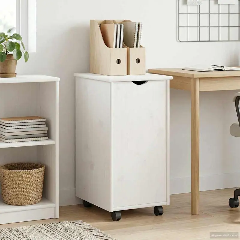 Gabinete rodante 34 x 39 x 65,5 cm Madera de Pino Macizo
