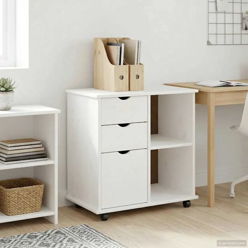 Gabinete rodante 63,5 x 39 x 65,5 cm Madera de Pino Macizo