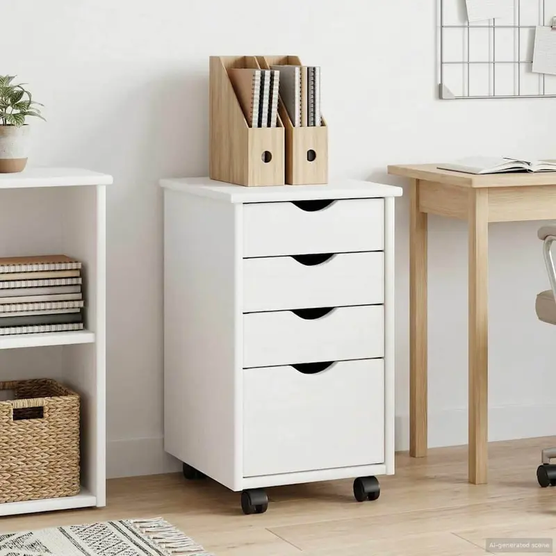 Gabinete rodante con rueda 34 x 39 x 56 cm Pino macizo