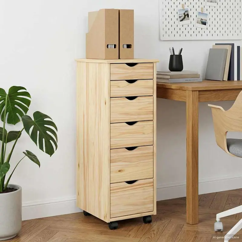 Gabinete rodante Marrón 34 x 39 x 93,5 cm Madera de Pino Macizo