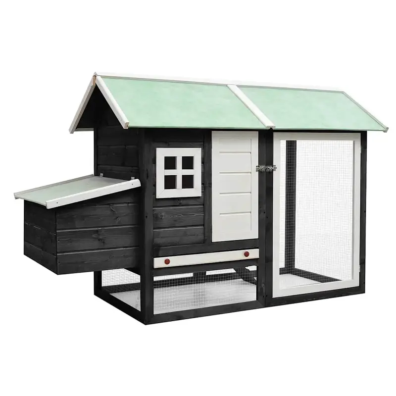 Gallinero madera maciza de pino y abeto gris 170x81x110 cm