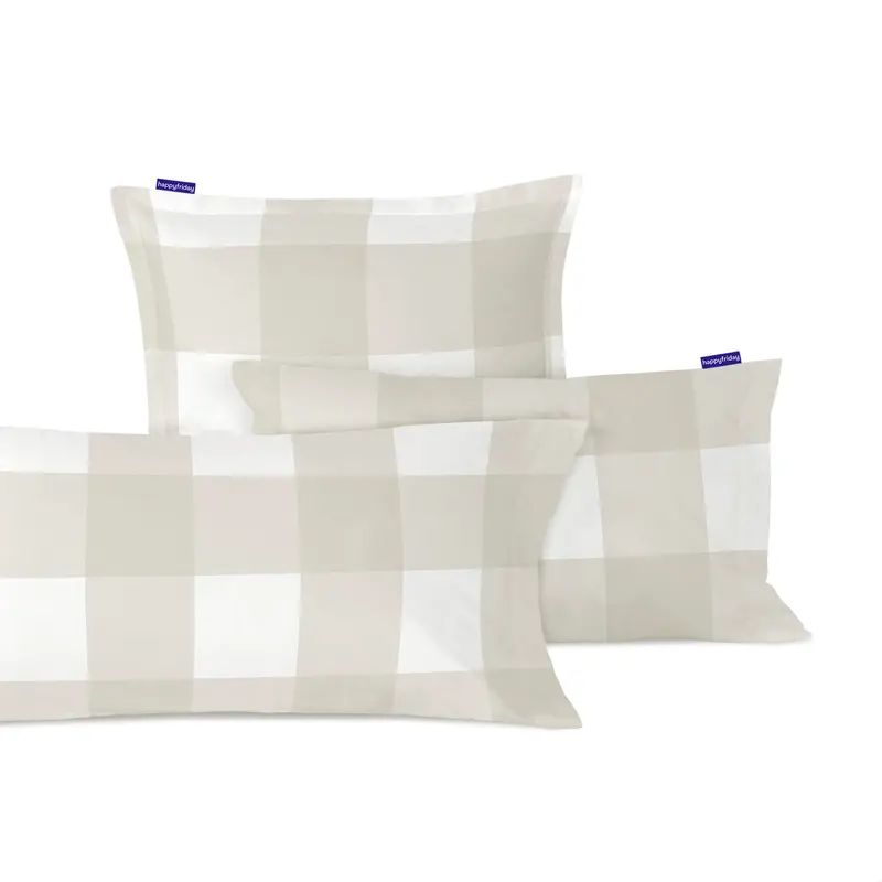 Gingham Funda de almohada Beige