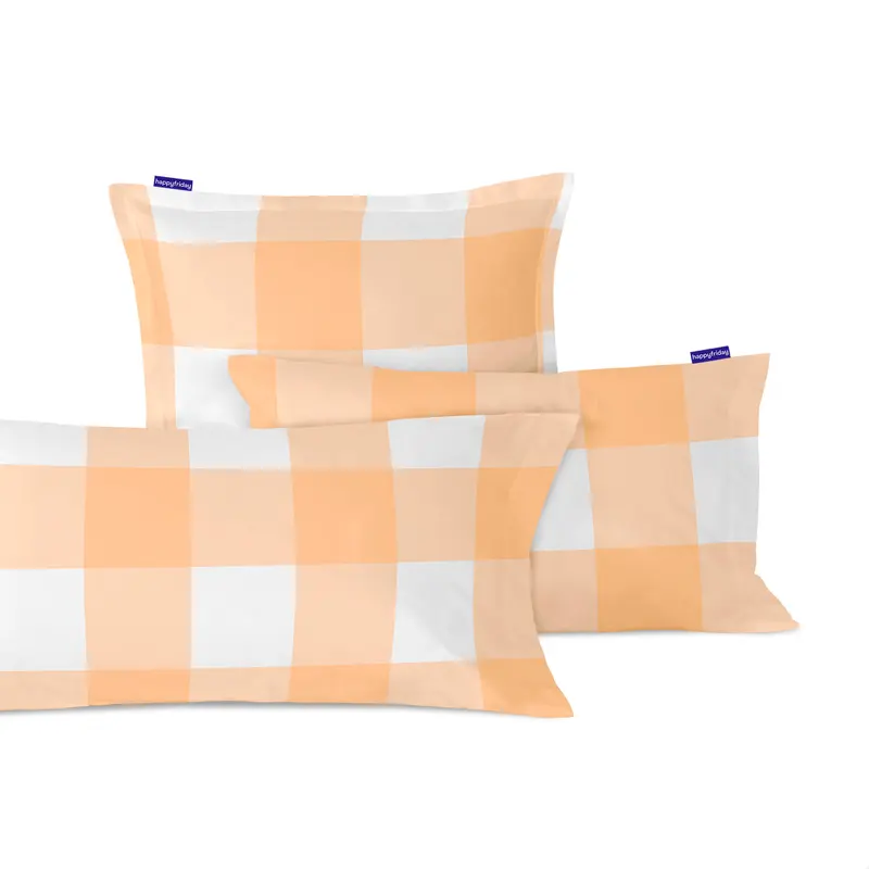 Gingham Funda de almohada Melocotón