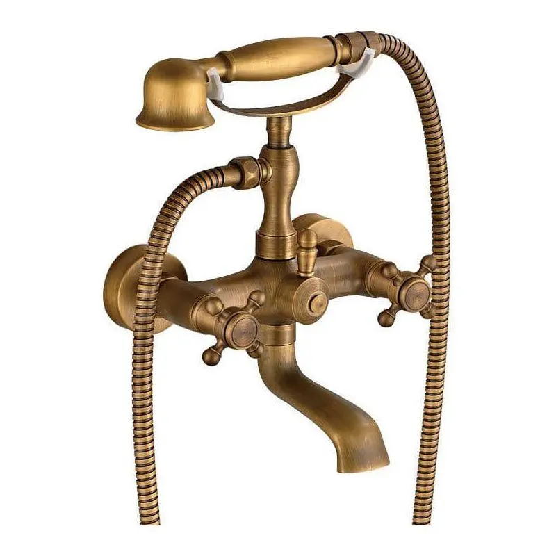 Griferia de banera retro dorado viejo bimando vintage con controles separados para agua fria y caliente Adaja de Valaz