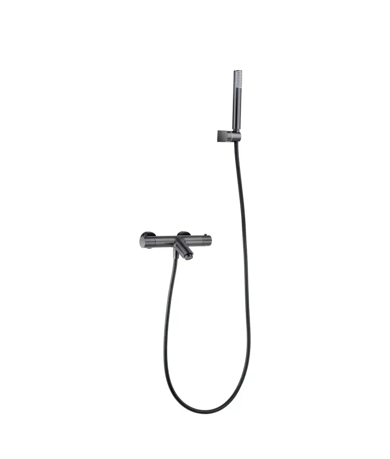 Grifería termostática para bañera y ducha hecha de latón con acabado negro metalizado Monza de Imex