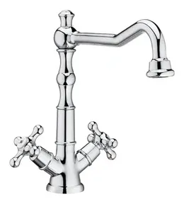 Grifo bimando de lavabo con caño alto para instalación en repisa Carmen Roca