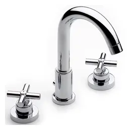 Grifo bimando de lavabo con caño giratorio de latón cromado Loft Roca