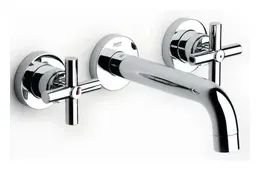 Grifo bimando de lavabo para instalación empotrada con acabado cromado Loft Roca