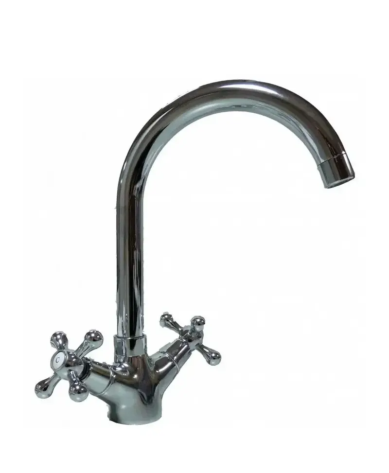 Grifo bimando para fregadero de latón cromado estilo vintage Cook de Aquore