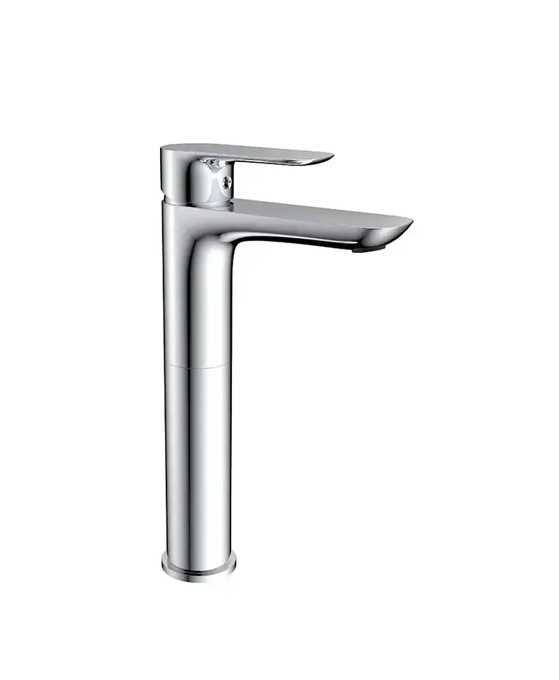 Grifo caño alto monomando fabricado con latón con un acabado en color cromado Cassio de GME