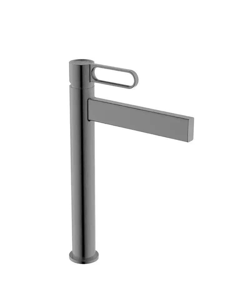 Grifo caño alto monomando para lavabo fabricado en latón con un acabado en titanio PVD Dior de GME
