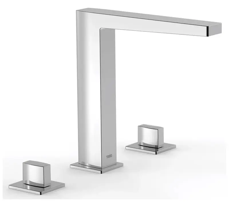 Grifo con bimando para lavabo sobre repisa con acabado cromado Slim Tres