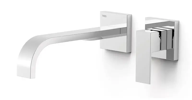 Grifo con monomando de instalación empotrada para lavabo con acabado cromado Cuadro Tres